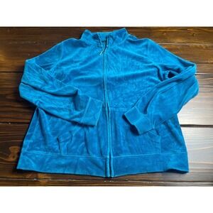 Exertek Sweater, Women's Size XL, Blue, Full Zip, Velvet, Pockets